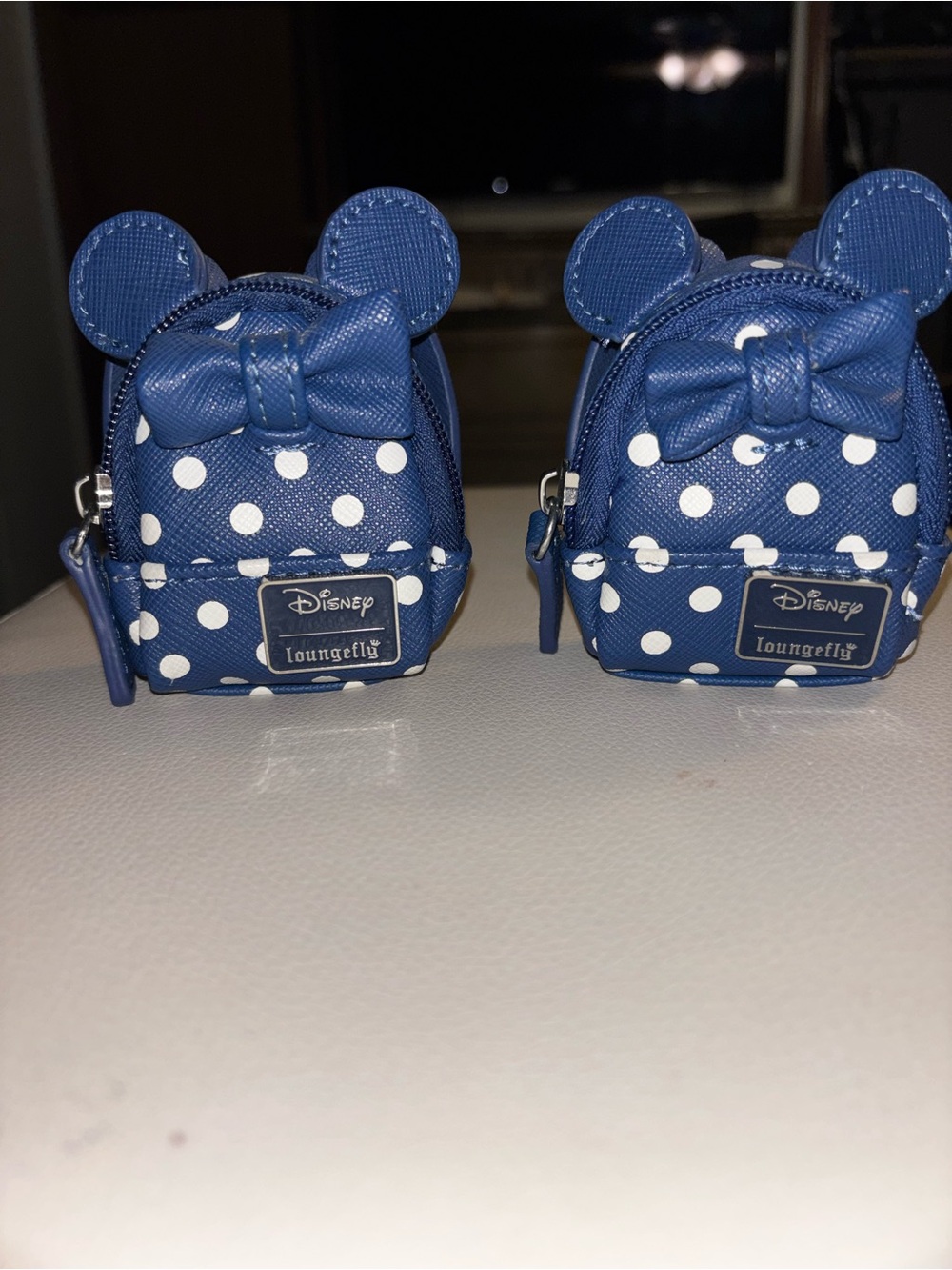 Loungefly Kids Navy Blue Minnie Polka Dot Mini Backpack Keychain